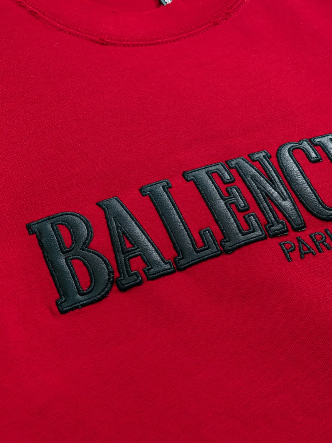 P100✨🔥 [BALENCIAGA] 2026FW short-sleeved T-shirt Premium 26s double yarn 300g fabric embroidery fraying process Color: Black White Red Size: S M L XL 2XL